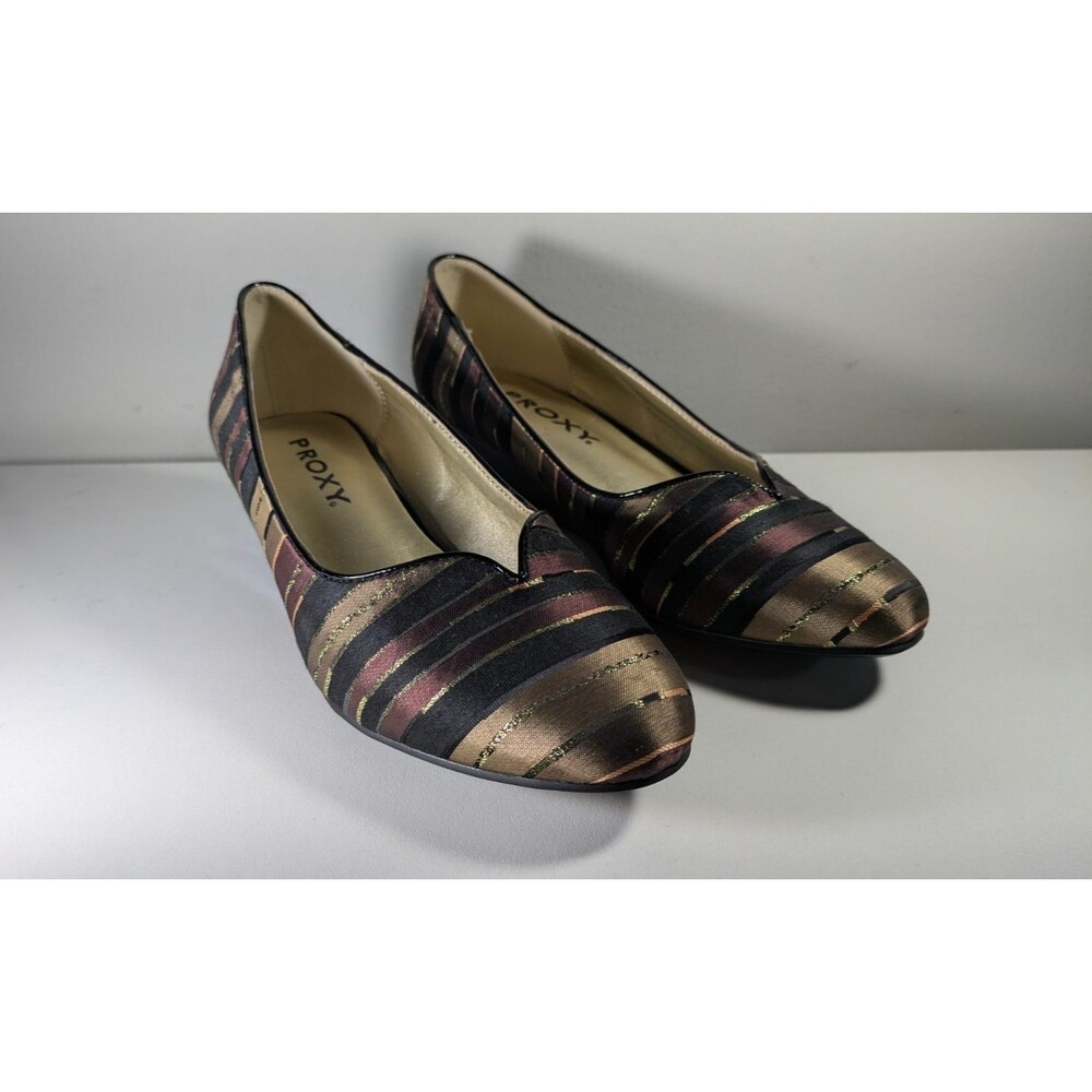 Proxy Emastine Wedge Pumps Womens Size 8M Multicolor Metallic Striped Comfort